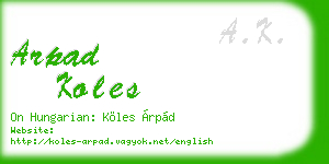 arpad koles business card